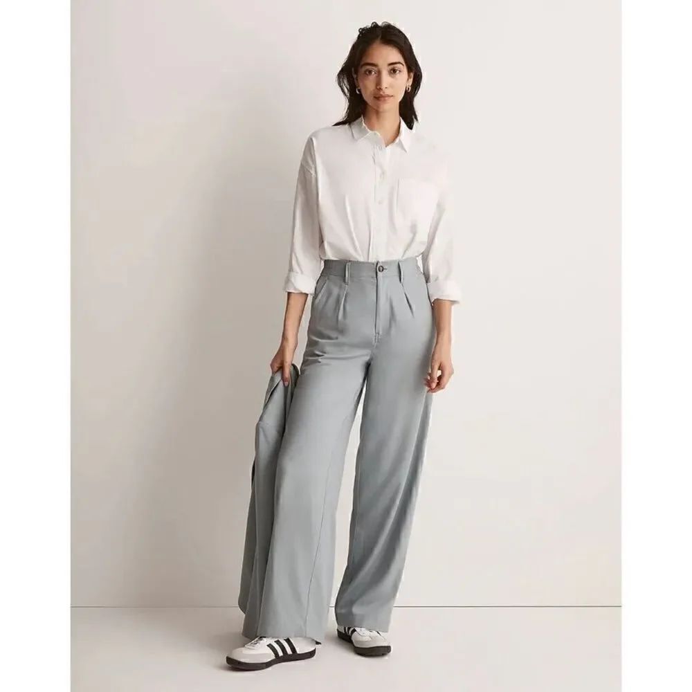 MADEWELL The Neale Straight-Leg Pant in Drapeweave Gray Blue Women’s Size 0